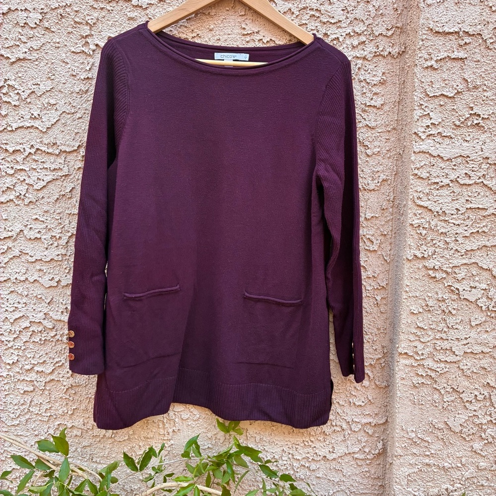 Chicos  Sweater Tunic with front pockets, size 1 ( Medium)